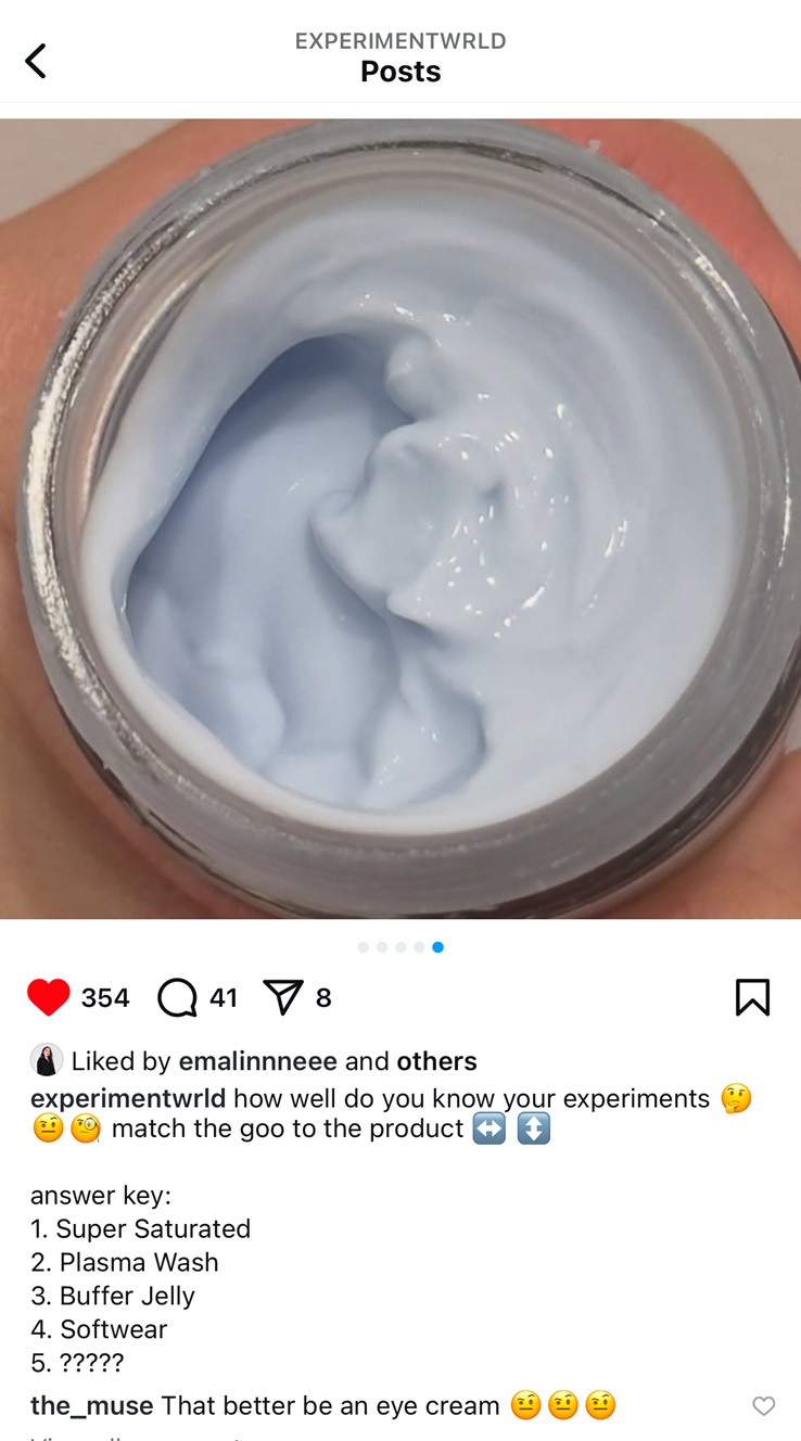 Experiment Beauty Moisturizer Or Eye Cream? What is the Lab Cooking Up?